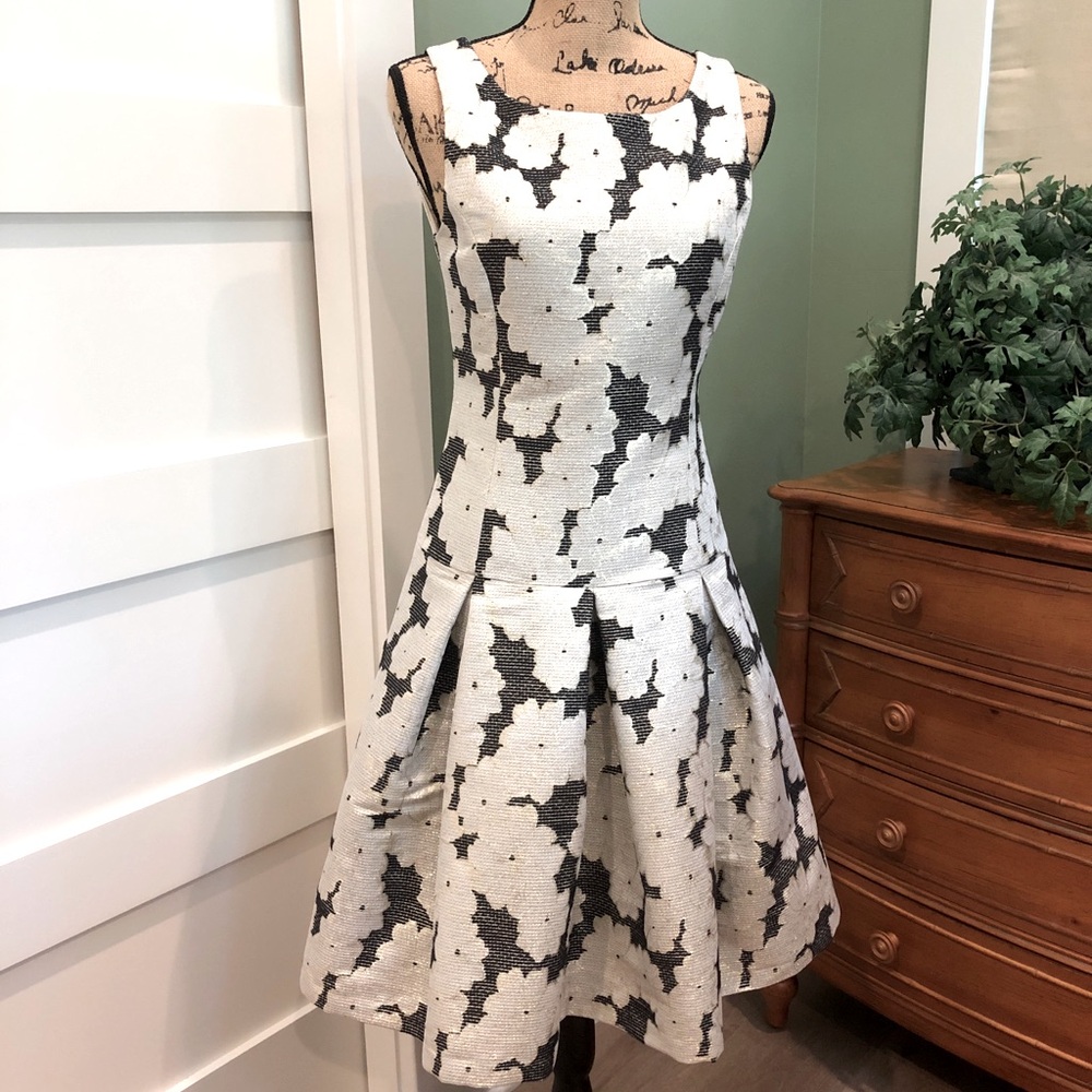 Elegant monochromatic fit and flare Helene Berman of London cocktail dress.